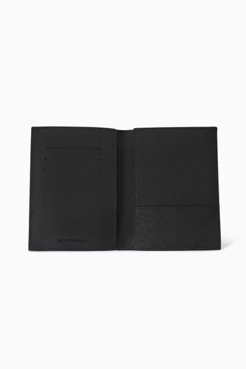 Eagle Plate Passport Holder in Regenerated Saffiano Leather