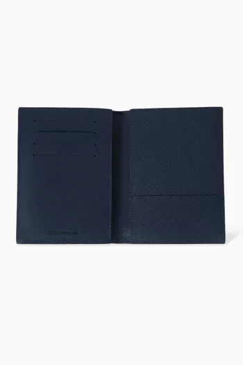 Eagle Plate Passport Holder in Regenerated Saffiano Leather
