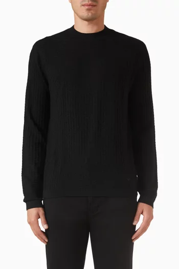 Diamond Fancy Stitch Sweater in Wool