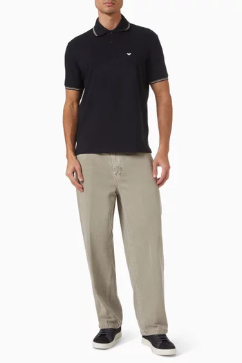 تي شيرت بولو بشعار الماركة والنسر حجم صغير قطن