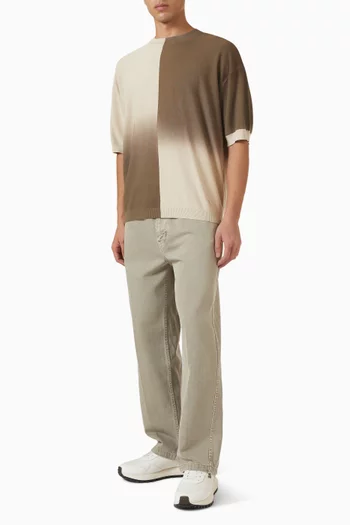 تي شيرت مقسم لأجزاء بألوان متدرجة قطن