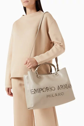 Logo Tote Bag in Leather