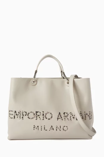 Logo Tote Bag in Leather