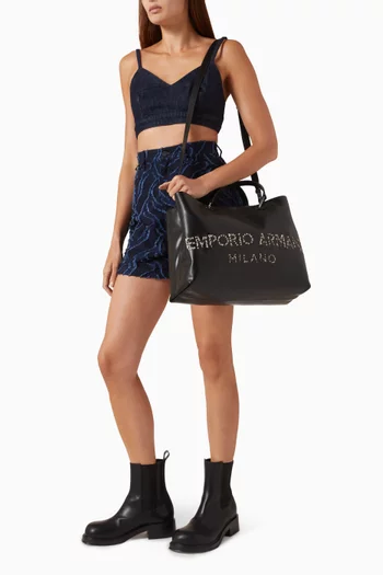 Logo Tote Bag in Leather