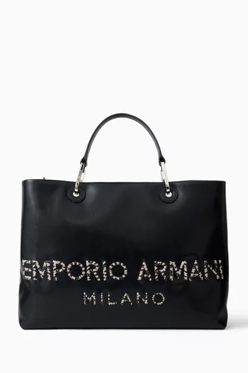 Logo Tote Bag in Leather