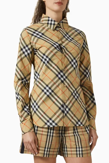 قميص بنقشة مربعات قطن