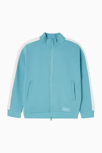Embossed Contrast-panel Jacket in Organic Cotton-blend