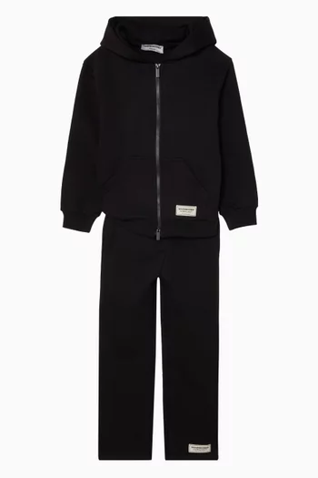 كنزة بغطاء رأس فضفاضة بسحّاب صوف قطني عضوي