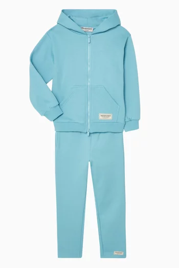 كنزة بغطاء رأس فضفاضة بسحّاب صوف قطني عضوي