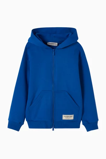 كنزة بغطاء رأس فضفاضة بسحّاب صوف قطني عضوي