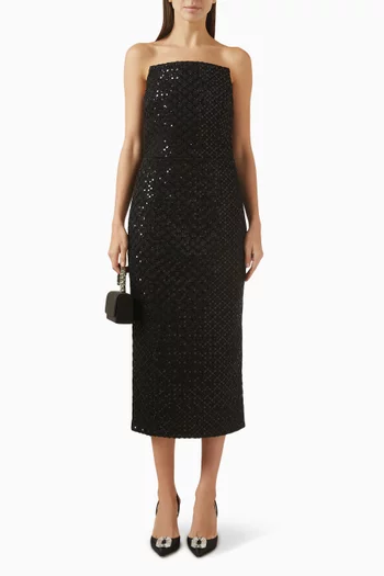 فستان نيف متوسط الطول بتطريزات