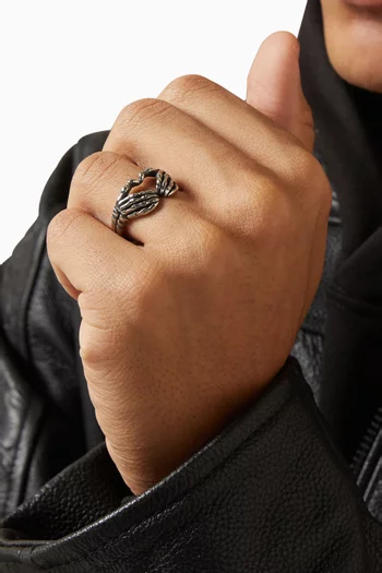 خاتم كلاسيكي بتصميم هيكل عظمي ستانلس ستيل