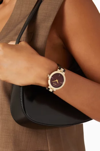 Jackie Stainless Steel & Leather Watch, 36mm