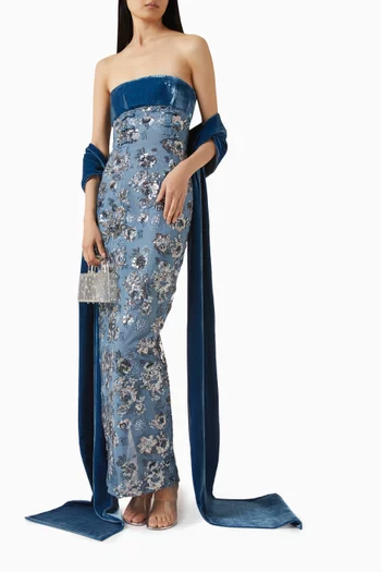 فستان سهرة أدريان مزين بتطريزات