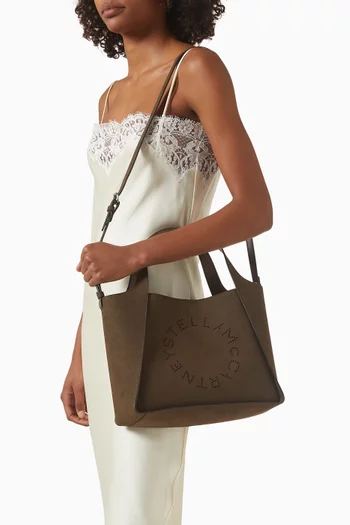 Logo Crossbody Tote Bag in Alter Suede