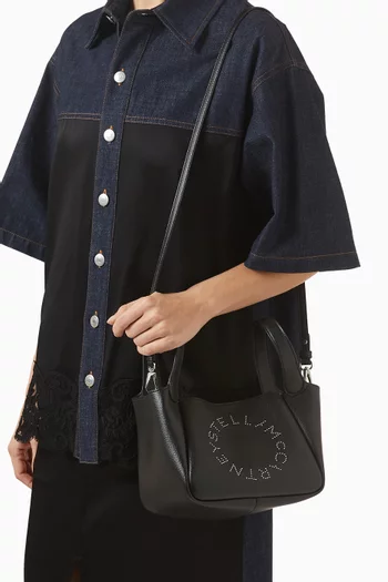 Logo Double Bag in Embossed Grainy Alter Mat