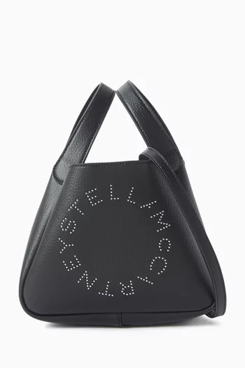 حقيبة بتصميم مزدوج بشعار الماركة جلد ألتر مات بارز الملمس