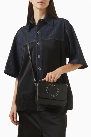 Logo Flap Bag in Embossed Grainy Alter Mat