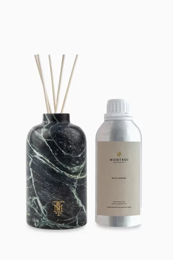 Wild Jasmine Round Mughal Jade Reed Diffuser Set, 500ml