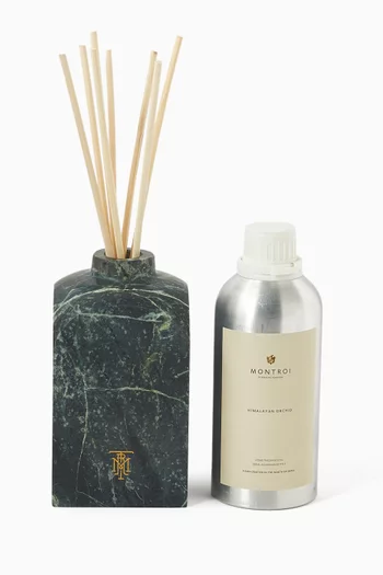 Himalayan Orchid Square Travertine Marble Reed Diffuser Set, 500ml