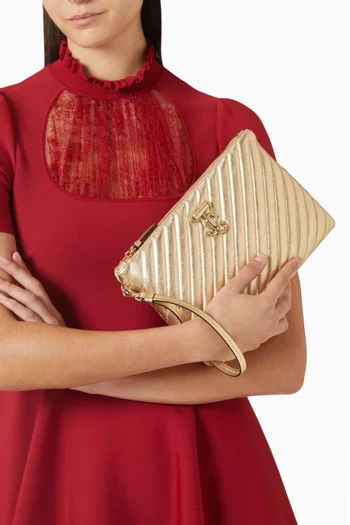 Logo Zip Pouch in Leather