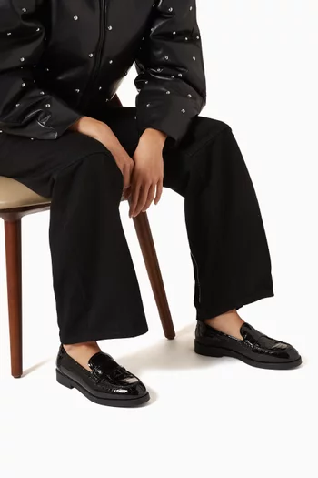 Ivy Loafers in Croc-embossed Leather