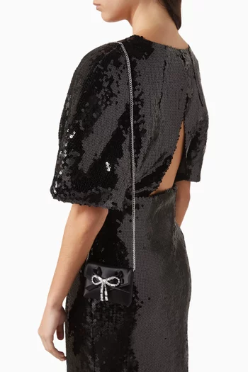 Bow Embellished Soft Card Holder in Satin