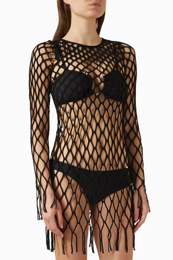 فستان قصير منسوج قماش شبكي