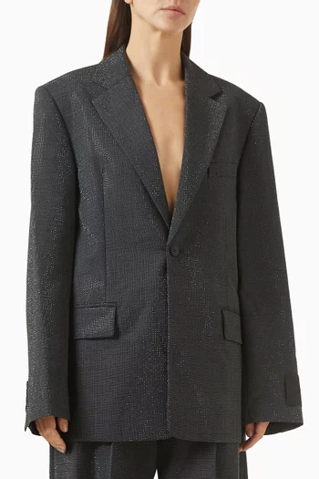 Crystal Boxy Oversized Blazer in Wool-mohair