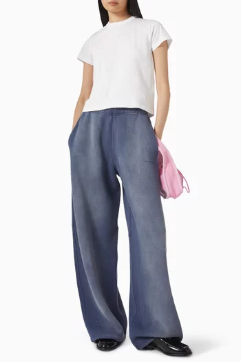 بنطال رياضي بقصة ساق واسعة مزيج قطن