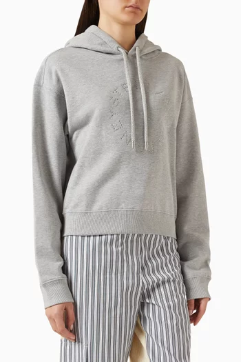 كنزة قصيرة بغطاء رأس بطبعة شعار الماركة جيرسيه قطن عضوي