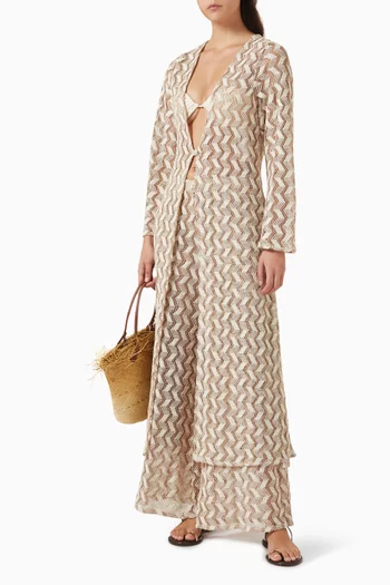 روب أودا نسيج بنقشة خطوط متعرجة