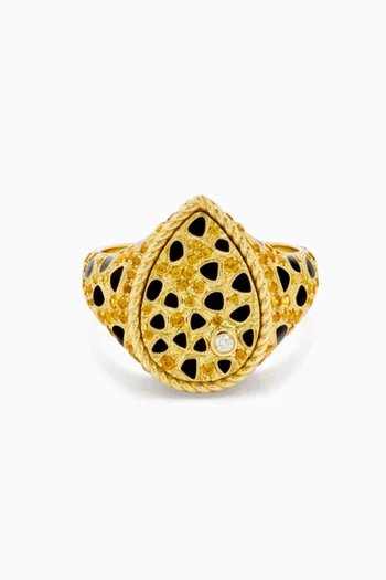 Lynx Pear Signet Ring in Gold