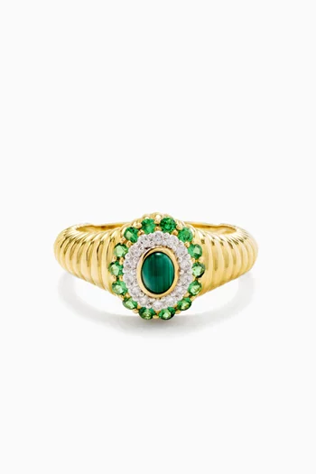 Baby Signet Malachite Ring in Gold