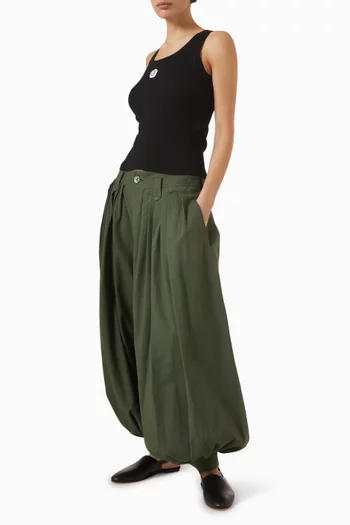 بنطال بقصة منفوخة مزيج قطن