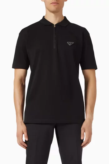 Re‑Nylon Details Polo Shirt in Piqué