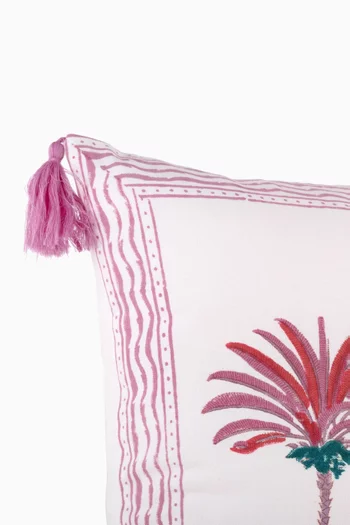 وسادة بنقشة استوائية مطلية يدويًا قطن