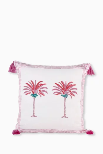 وسادة بنقشة استوائية مطلية يدويًا قطن