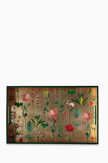 Floral Lacquered Tray in Wood