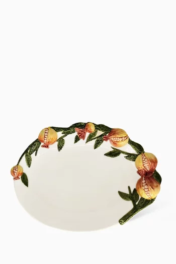 Large Pomegranate Oval Platter in Hand-painted Ceramic