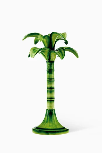 حامل شمعة كبير بتصميم شجرة نخيل خزف بطلاء يدوي