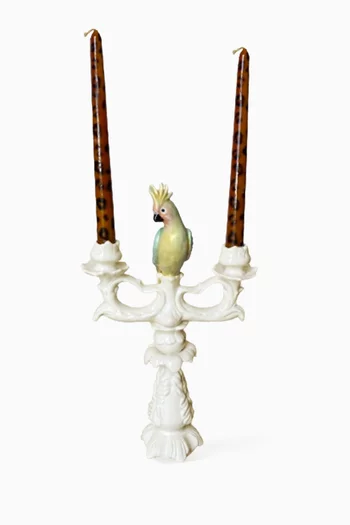 شمعدان بتصميم ببغاء خزف بطلاء يدوي