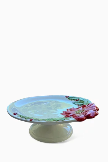 Poinsettia Cake Stand in Hand-painted Ceramic