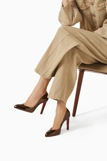 حذاء كلاسيك فاني لوف بكعب 100 مم جلد عجل لامع