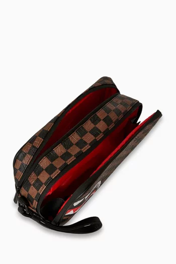 حقيبة مستحضرات العناية الشخصية بنقشة مربعات 2 بملمس بارز