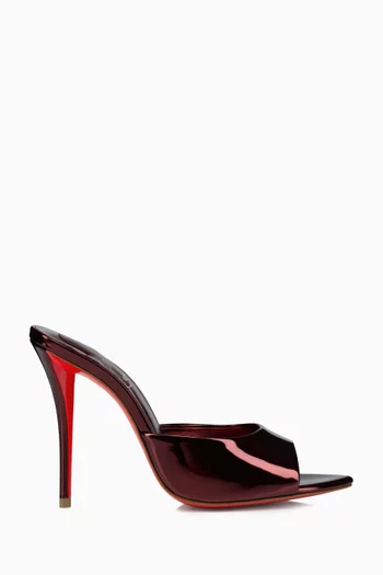 حذاء ميس زي مفتوح من الخلف بكعب 100 مم جلد لامع