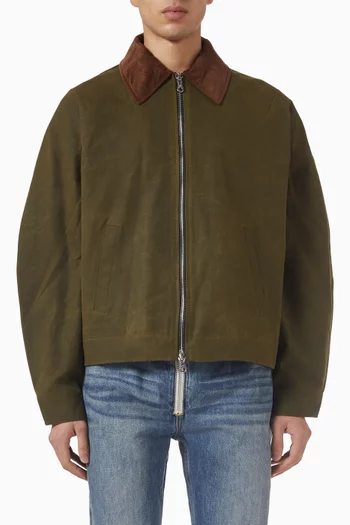 قميص بنمط جاكيت قطن بطبقة شمع