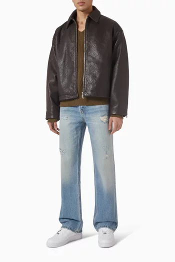 Open Neck Knit Polo Sweater