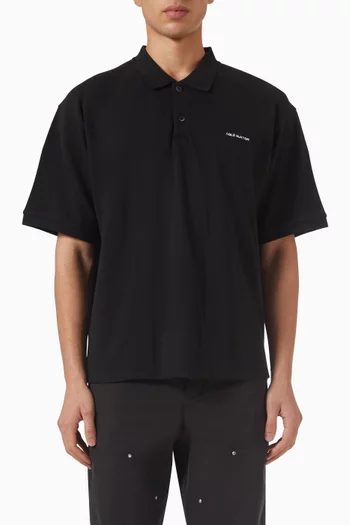 تي شيرت بولو بشعار الماركة بحجم صغير قطن