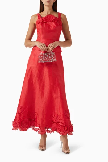 تنورة ميليسا طويلة بتطريزات بارزة كتان